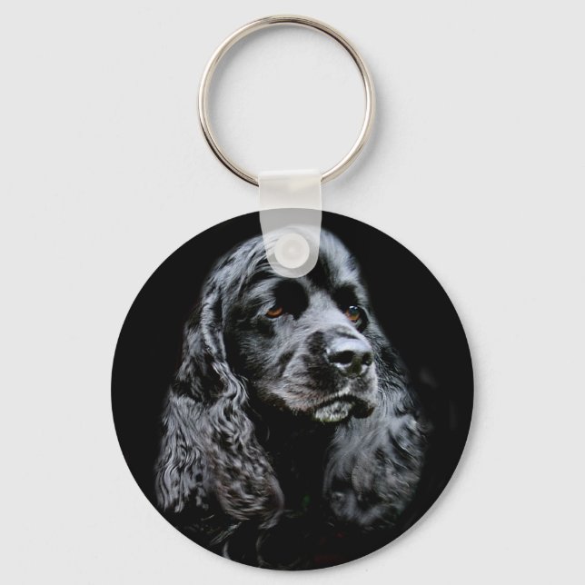 Black Cocker Spaniel Key Ring (Front)