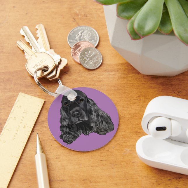 Black Cocker Spaniel Key Ring (Desk)