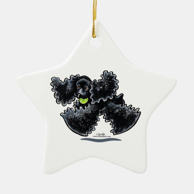 Black Cocker Spaniel Play Ceramic Tree Decoration (Front)