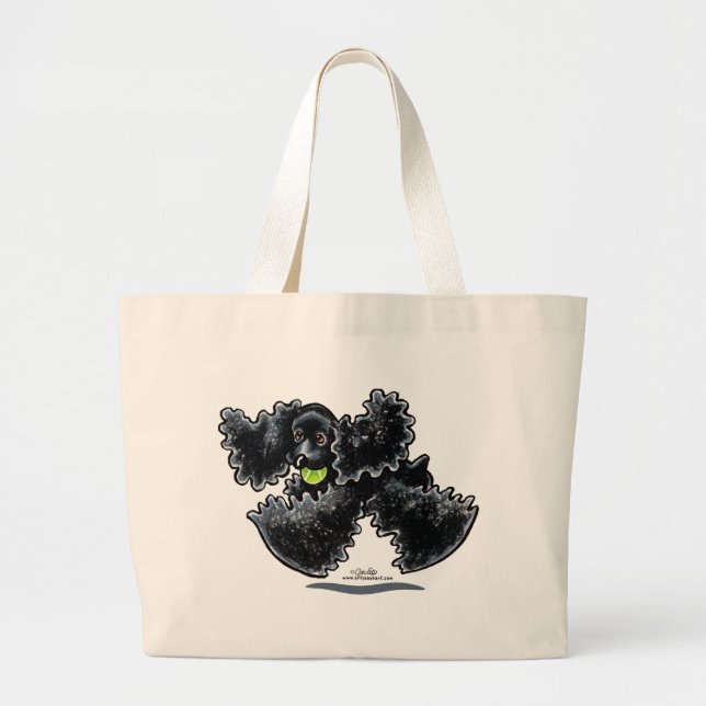 Black Cocker Spaniel Play Large Tote Bag (Front)