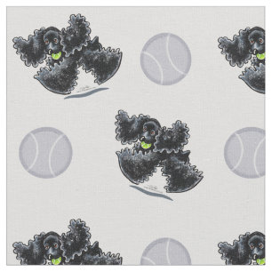 Black Cocker Spaniel Playtime Silver Fabric