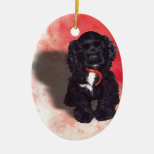 Black Cocker Spaniel Puppy - Abby Ceramic Tree Decoration
