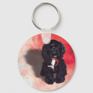 Black Cocker Spaniel Puppy - Abby Key Ring