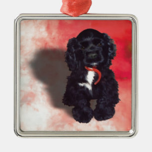 Black Cocker Spaniel Puppy - Abby Metal Tree Decoration