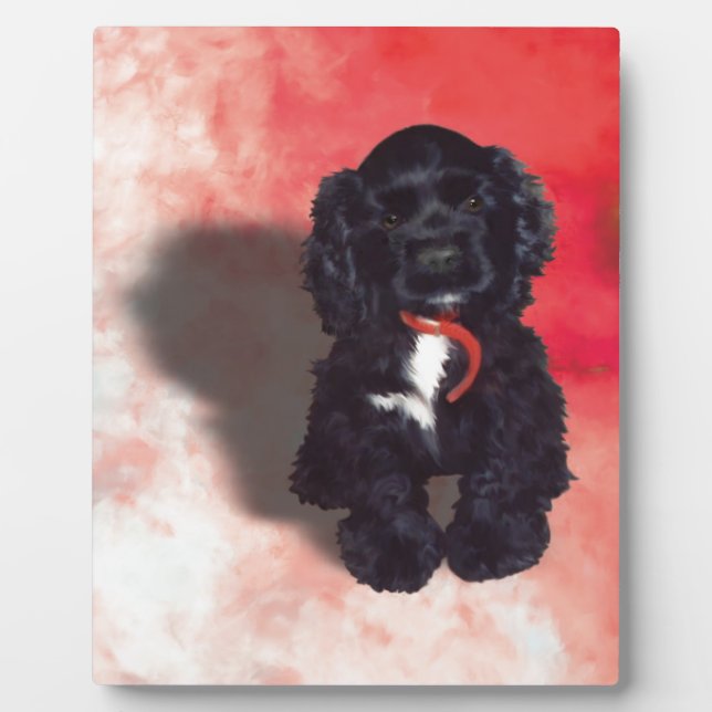 Black Cocker Spaniel Puppy - Abby Plaque (Front)