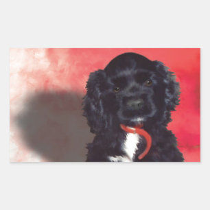 Black Cocker Spaniel Puppy - Abby Rectangular Sticker