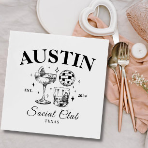 Black Cocktail And Disco Ball Bachelorette Party Napkin