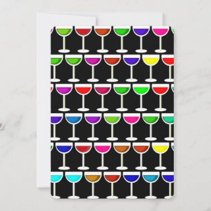black cocktails wine glasses invitation