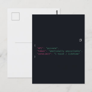 Black Coder Quote Postcard – Customisable