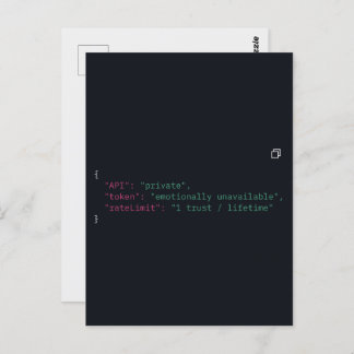 Black Coder Quote Postcard – Customisable