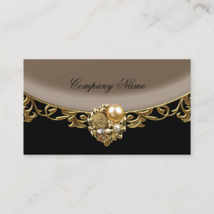 Black Coffee Brown Gold Elegant Boutique Profile Business Card