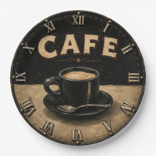 Black Coffee Minimalist Vintage Coffee Lover Paper Plate