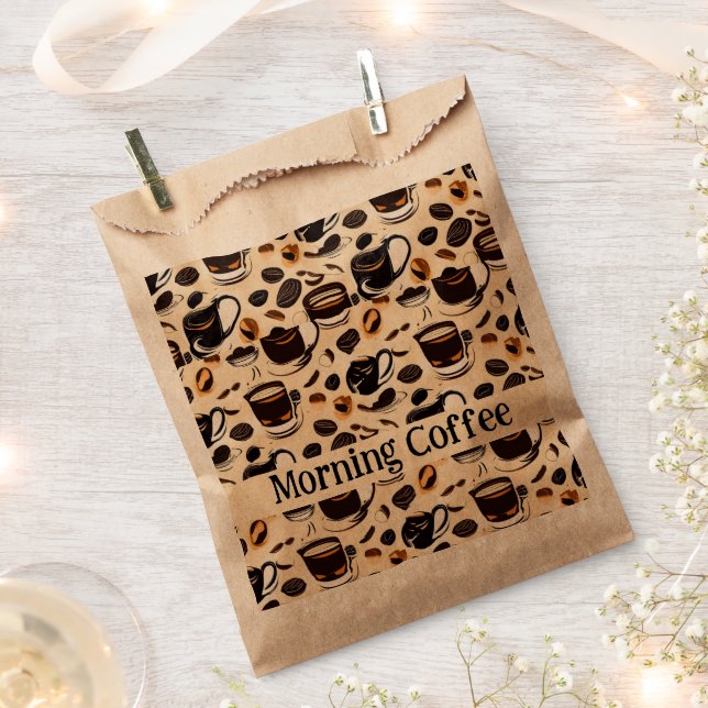 Black Coffee Oil Paint Pattern Personalised Favour Bag (Clipped)
