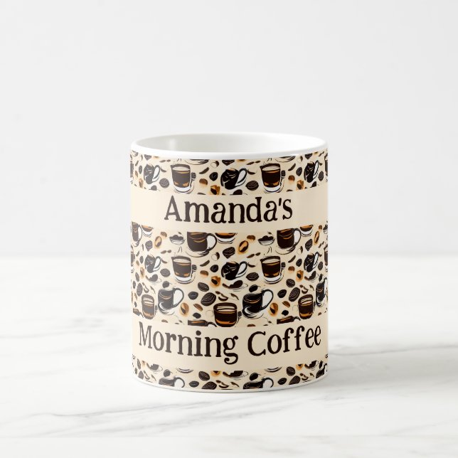 Black Coffee Oil Paint Pattern Personalised  Mug (Center)