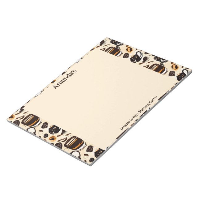 Black Coffee Oil Paint Pattern Personalised  Notepad (Angled)