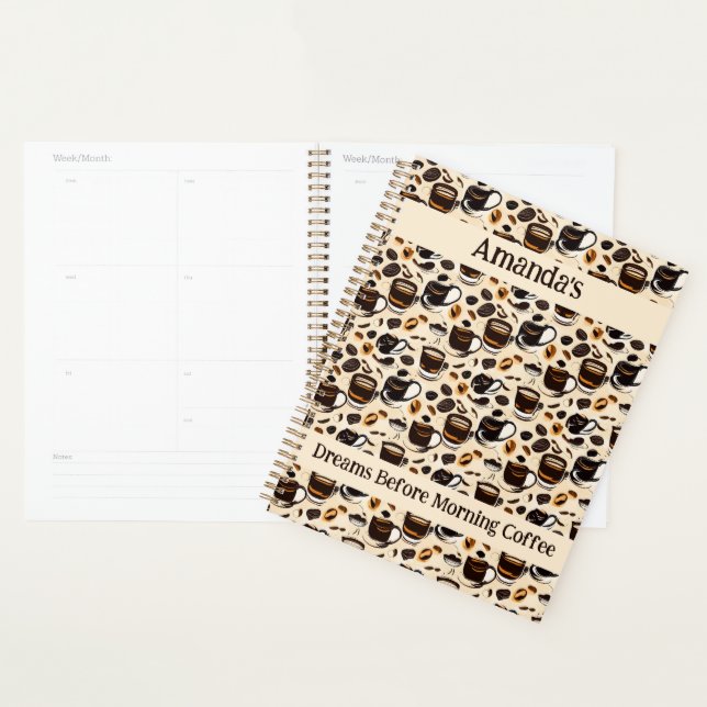 Black Coffee Oil Paint Pattern Personalised  Planner (Display)