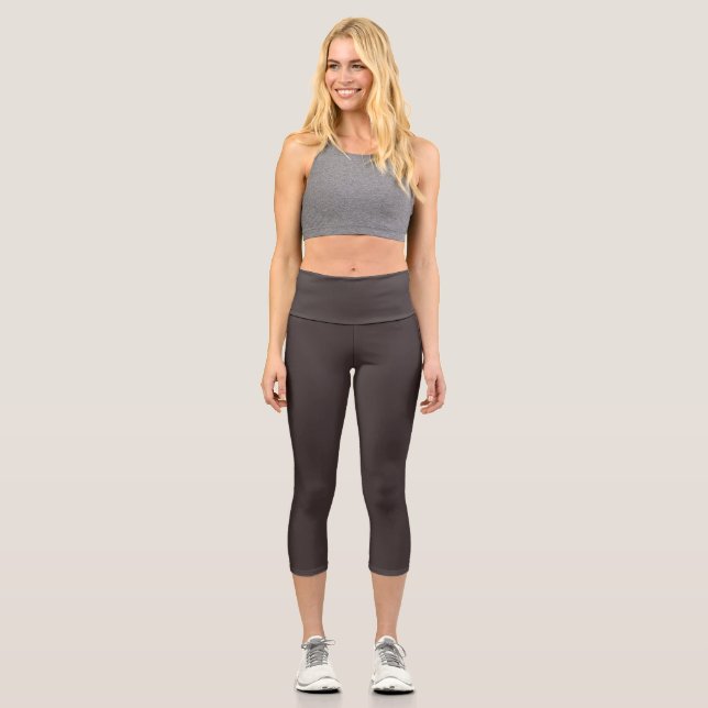 Black coffee  (solid colour)  capri leggings (Front)