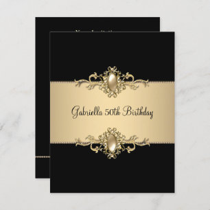 Black Coffee Trim 50th Birthday Party Pearl Invitation