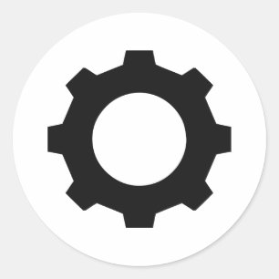 black cogwheel cog classic round sticker
