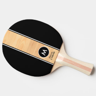 Black Color wood-like stripe monogrammed Ping Pong Paddle