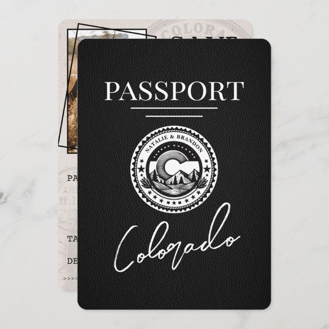 Black Colorado Passport Save The Date (Front/Back)