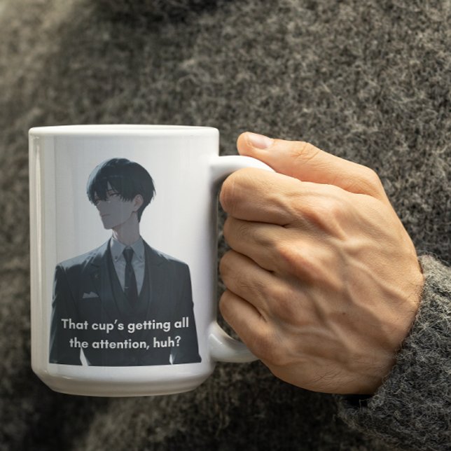 Black colour Anime character getting jealous Coffee Mug (Creator Uploaded)