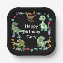 Black colour Background Dinosaur Birthday Party