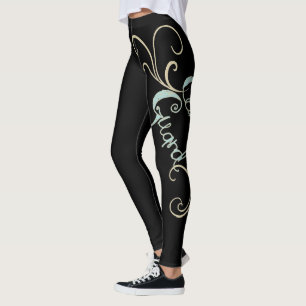Black Colour Guard Leggings with Swirl Design
