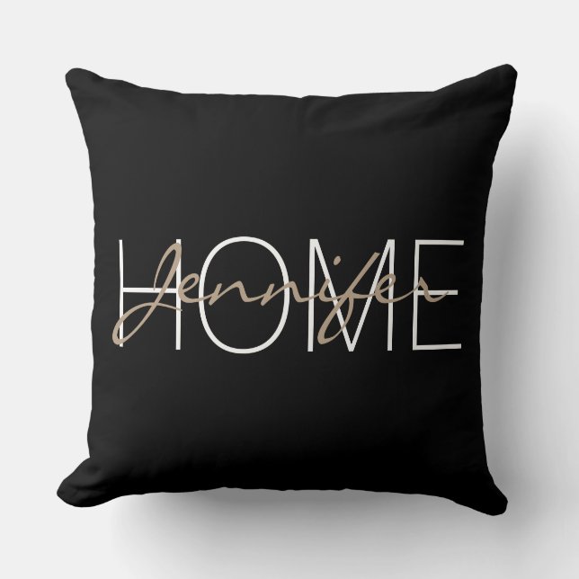 Black colour home monogram cushion (Front)
