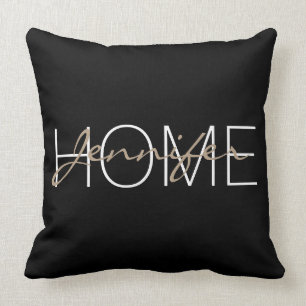 Black colour home monogram cushion
