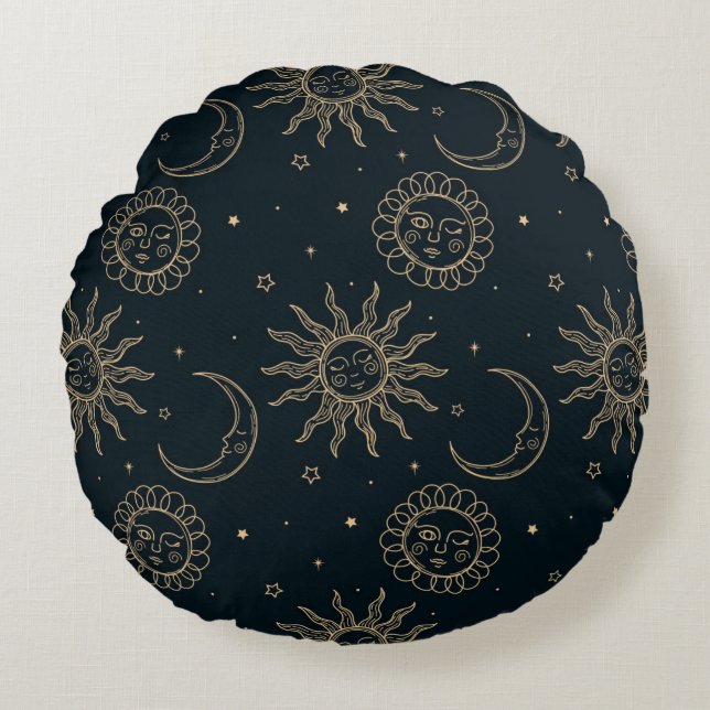 Black colour Round Pillow (Front)