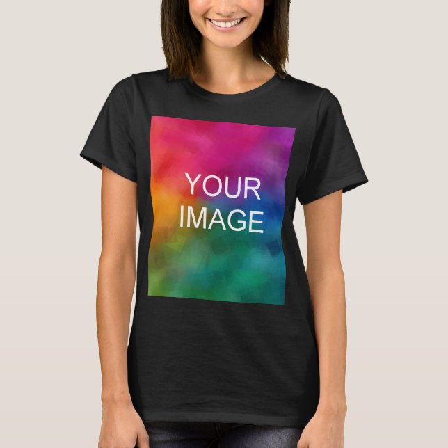 Black Colour Template Custom Add Photo Image Logo T-Shirt (Front)