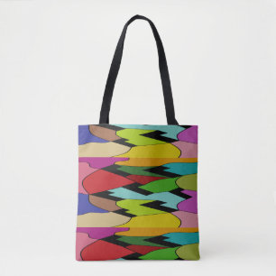 Black colour with art design in the middle tote bag