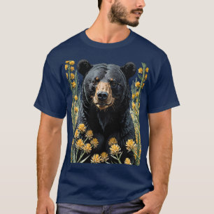 Black Coloured Bear Surrounded By Yucca Flower 2 T-Shirt