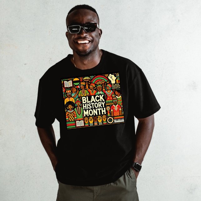 Black Colourful Afro Culture Graphics  T-Shirt (Colorful Afro Culture Black Men's T-shirt )