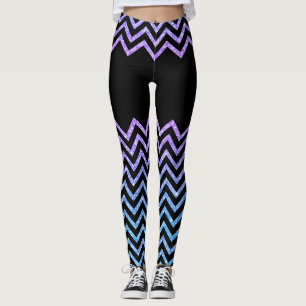 Black & Colourful Chevron Glitter Texture Leggings