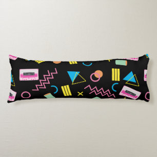 Black Colourful Eighties 80's Retro Pattern Body Cushion