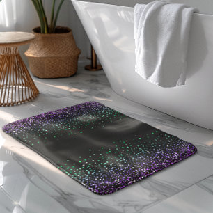Black Colourful Glitter Accent Bath Mat