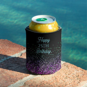 Black Colourful Glitter Accent Can Cooler