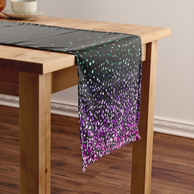 Black Colourful Glitter Accent Short Table Runner (In Situ)