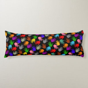 Black Colourful Handprint Pattern Design Body Cushion