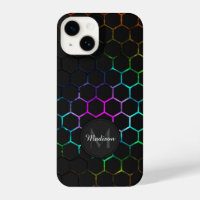 Black colourful honeycomb geometry pattern Monogra