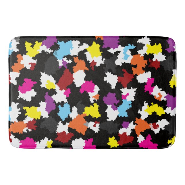 Black Colourful Irregular Abstract Bath Mat (Front)