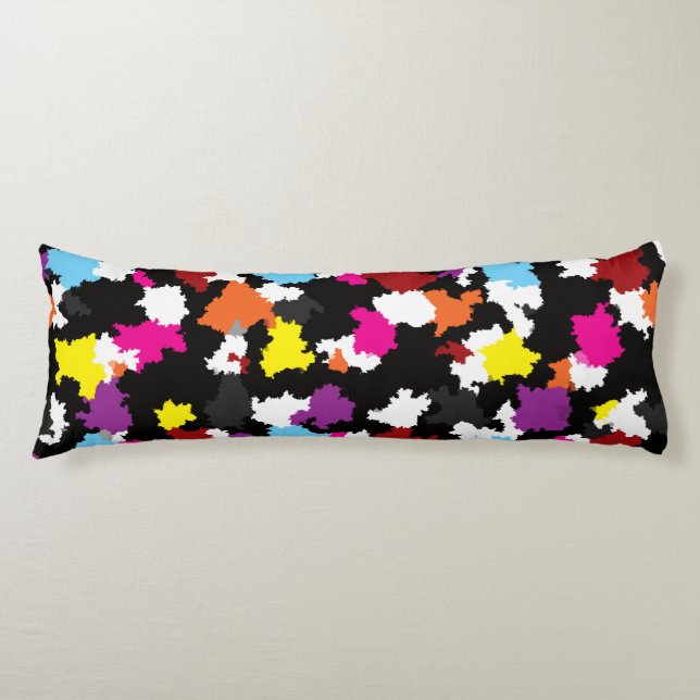 Black Colourful Irregular Abstract Body Cushion (Front)