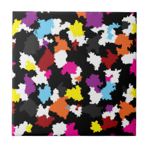 Black Colourful Irregular Abstract Ceramic Tile
