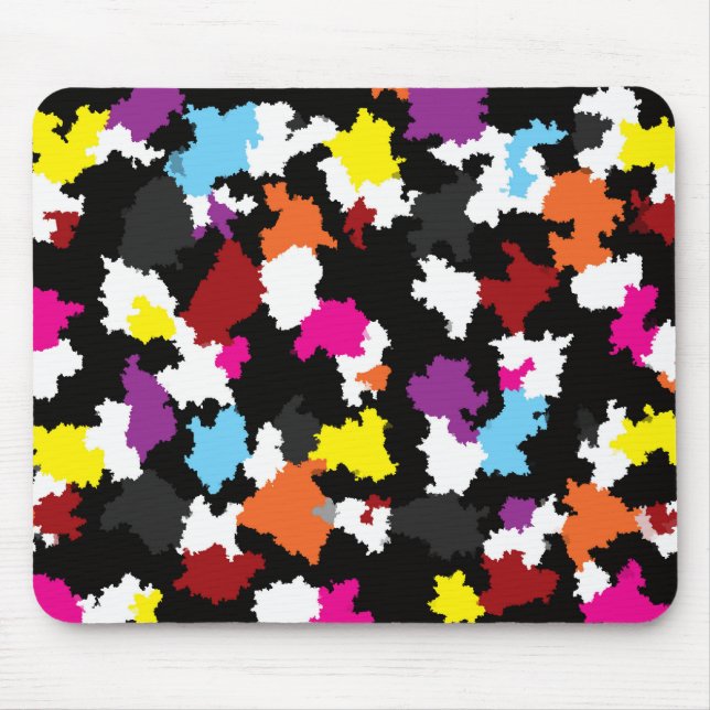 Black Colourful Irregular Abstract Mouse Pad (Front)