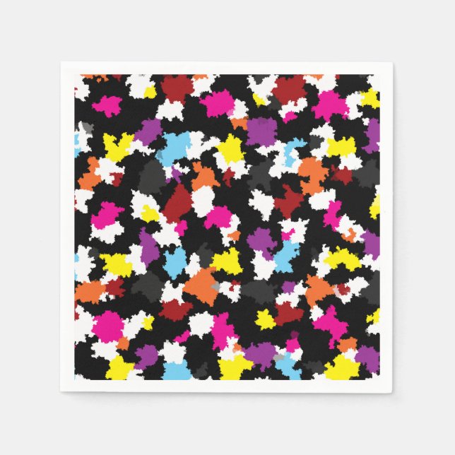 Black Colourful Irregular Abstract Napkin (Front)