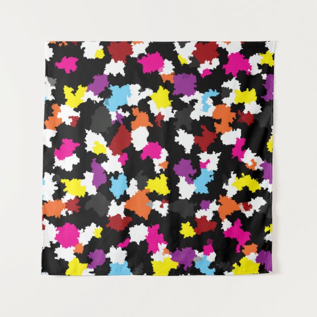 Black Colourful Irregular Abstract Tapestry (Front)
