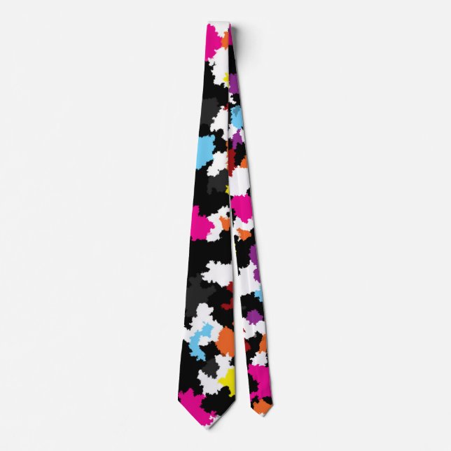 Black Colourful Irregular Abstract Tie (Front)