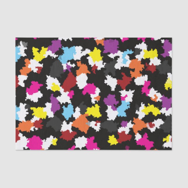 Black Colourful Irregular Abstract Tissue Paper (Front)